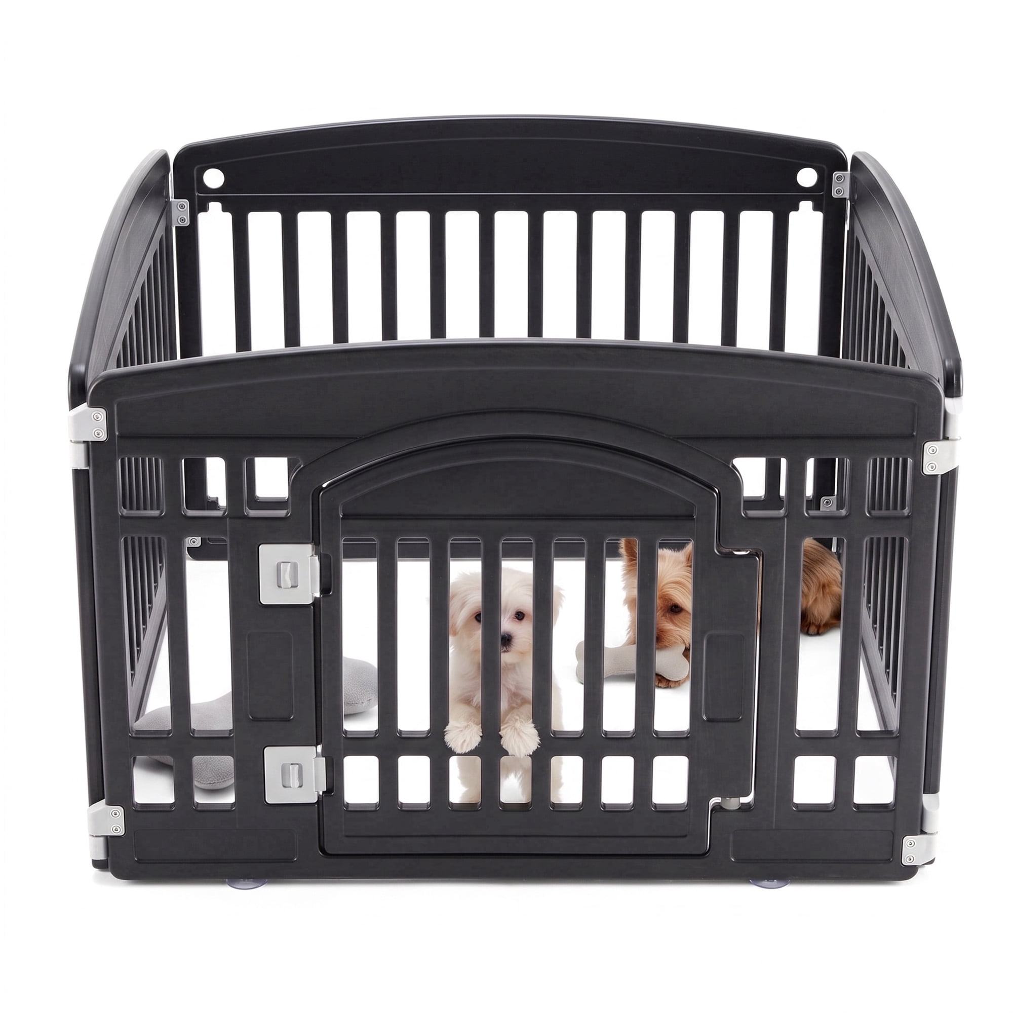 SHOUFTW 24in Dog Playpen, 4 Panels for Indoor Outdoor, Foldable Portable Pet Pen for Small Dogs, Black