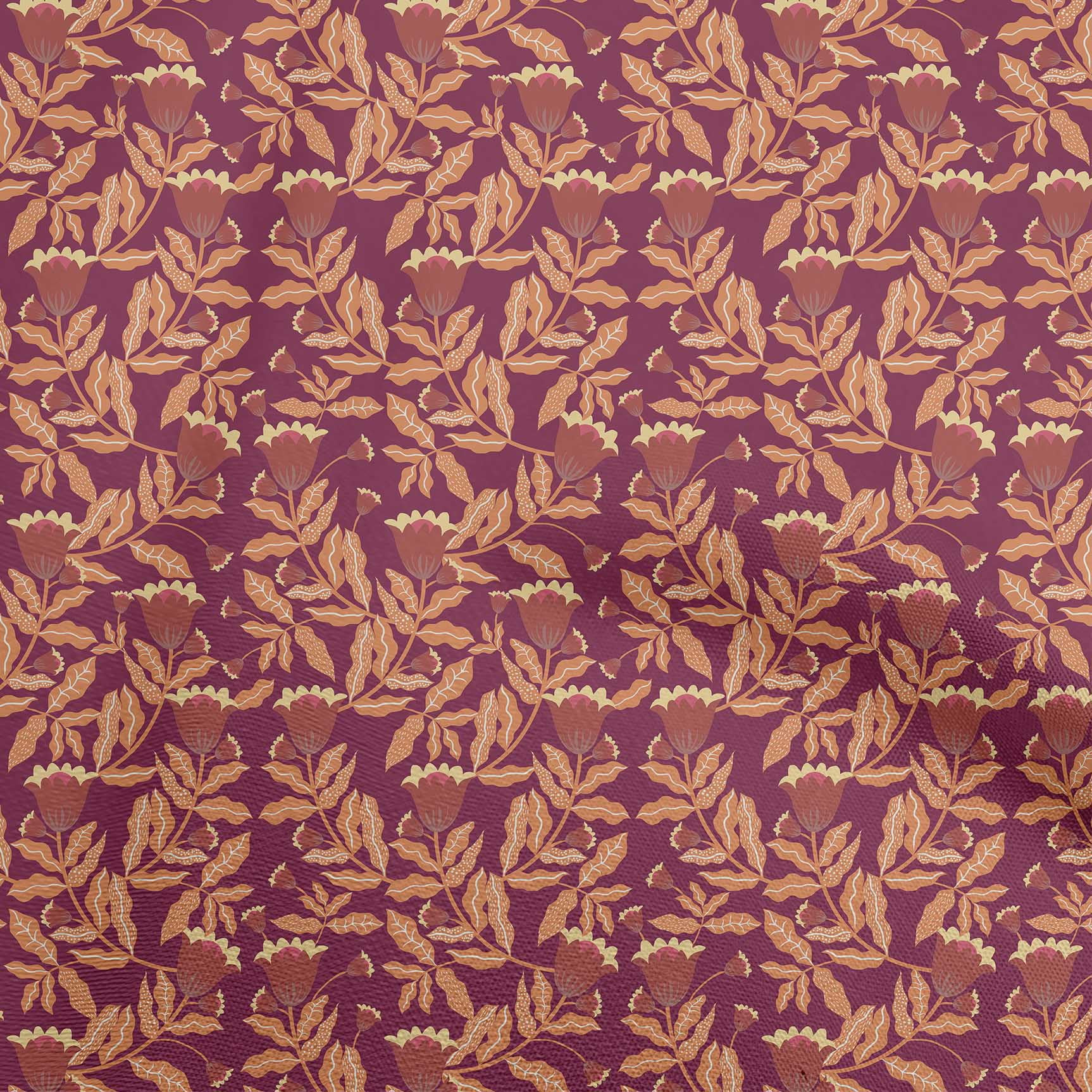 Viscose and Linen Woven Print - Magenta and Orange Floral Tiles - Mood Exclusive Sao Bento main image 1