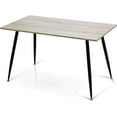 thumbnail image 3 of INO Design 7 Piece Modern Kitchen Dining Room Table Set for 6, Classic Wooden Desk Top with Upholstered Fabric Chairs with Metal Legs (Black), 3 of 7