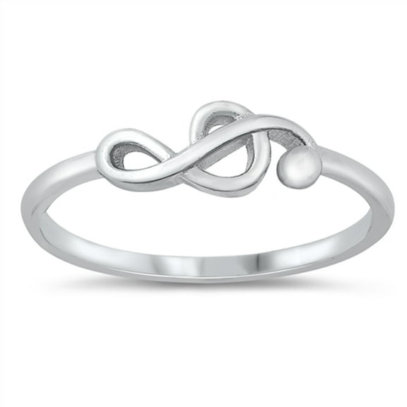 Sideways Treble Clef Music Note Ring .925 Sterling Silver Band Jewelry Female Male Unisex Size 5