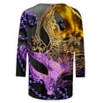 thumbnail image 4 of Jsaierl 2025 Mardi Gras Outfit for Women Plus Size Tops Holiday 3/4 Blouses Sleeve Carnival Themed Party Shirts, 4 of 5