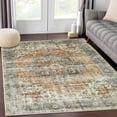 thumbnail image 3 of Twister.CK Machine Washable Area Rug 8' x 10', Non Slip Backing Low Pile Rugs Boho Vintage Foldable Stain Resistant Indoor Carpet for Bedroom Living Room Playroom, Brown, 3 of 7