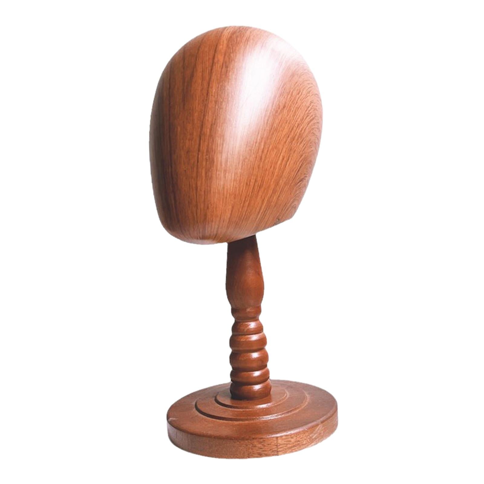 Wooden Mannequin Head Model Hat Hairpieces Display Stand 14inch Tall Stable Base for Professional or Personal Use Lightweight