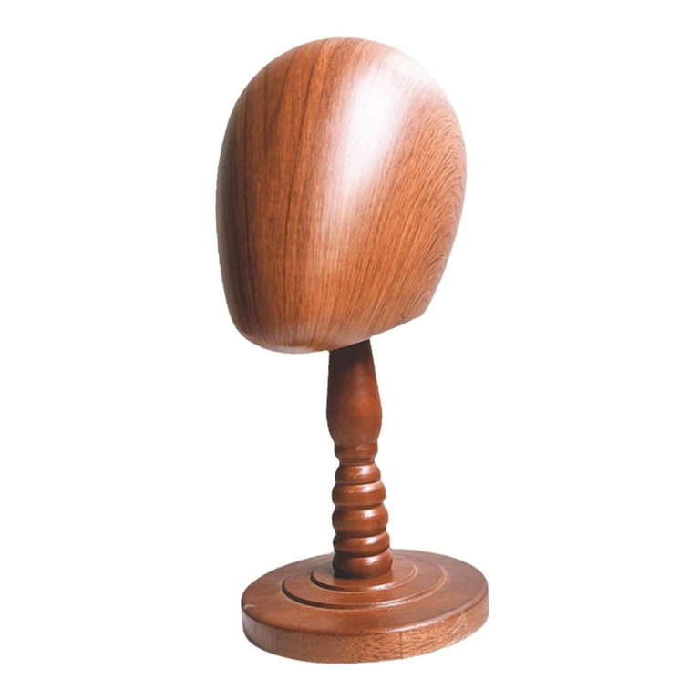 Tooyful Wooden Mannequin Head Model, 14-Inch Tall, Hat and