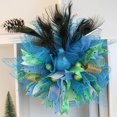 thumbnail image 4 of wtgtog Peacock Garland Home Decoration, door wall hanging layout feather garden decorations with turquoise glitter, unique design durable, ideal for indoor outdoor porch decor, 4 of 9