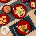 thumbnail image 5 of 18-Piece Dinnerware Set, Melamine Dishes Set with Bowls and Plates, Service for 6, Non-breakable Lightweight Dining Tableware, Black and Red, 5 of 6