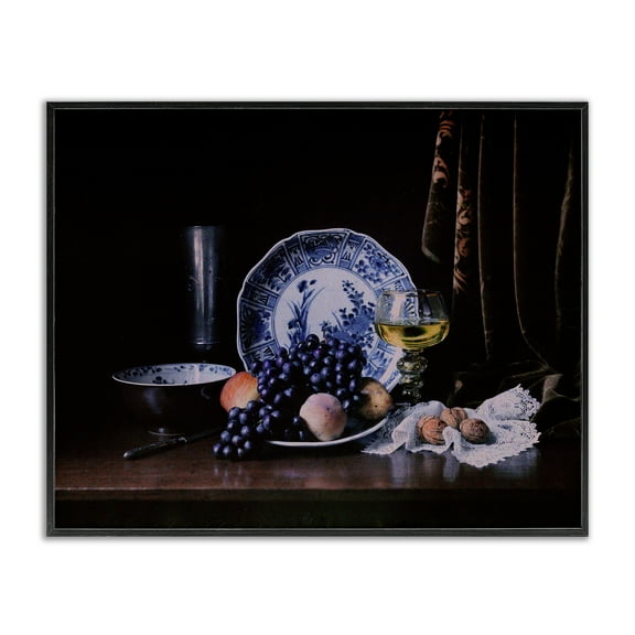 Stupell Industries Baroque Still Life Food & Beverage Photography Black Framed Art Print Wall Art, 14 x 11