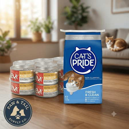 EVX Urinary Tract Health Wet Cat Food 5.5oz 12PCK + Cat’s Pride Fresh & Clean Clay Cat Litter 10lb Bundle