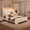 White, variant on SIBEDS Full Adjustable Bed Frame with LED Lights, Linen Upholstered Wingback Bed, Ergonomic Head Incline, Black