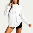 thumbnail image 4 of Vivianyo HD Women's Long Sleeve Mock Neck Sweatshirt, Curved Hem Loose fit Pullover Top for Women, Fall Casual Knit for Short Trip and Home Relaxation, Sizes S-2XL, 4 of 8