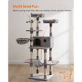 thumbnail image 2 of 64.6" Cat Tree Large Cat Tower Cat Activity Center with Hammock Cat Condo Light Gray, 2 of 10