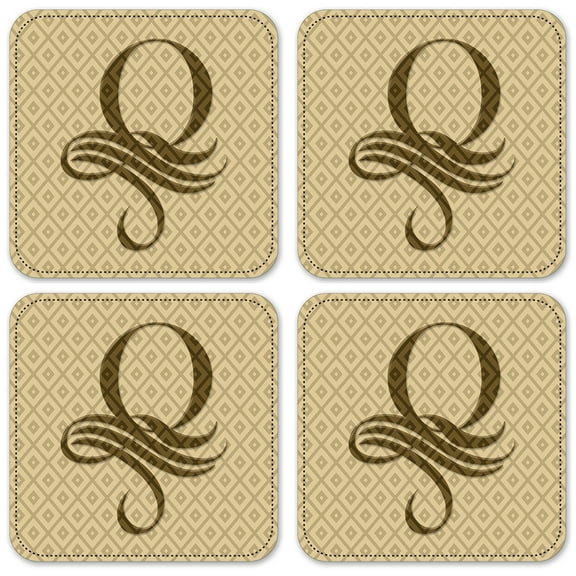 Vinyl Drink Coasters - Set of 4 - Letter "Q" Monogram