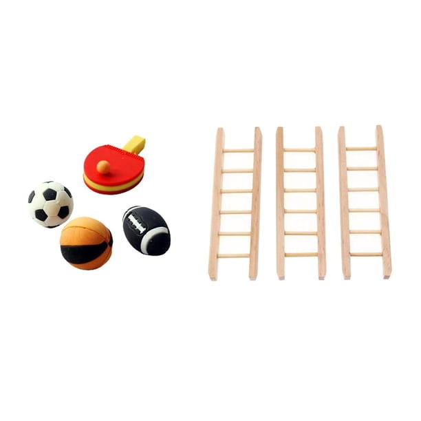 Simulación 1/12 Casa De Muñecas Escalera De Tijera + 1/12 Casa De Muñecas Balón Deportivo Fútbol