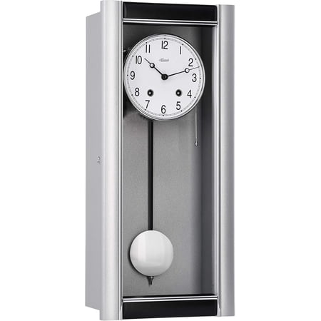 Hermle Gavin Comtemporary Wall Clock in Silver And Black Finish Key Wind 71003-L10141