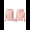 thumbnail image 3 of Sudadera con Capucha para Mujer, Informal, Holgada, de Larga, con Cuello en V y Botones, para Otoño. Rosa XXXL, 3 of 5