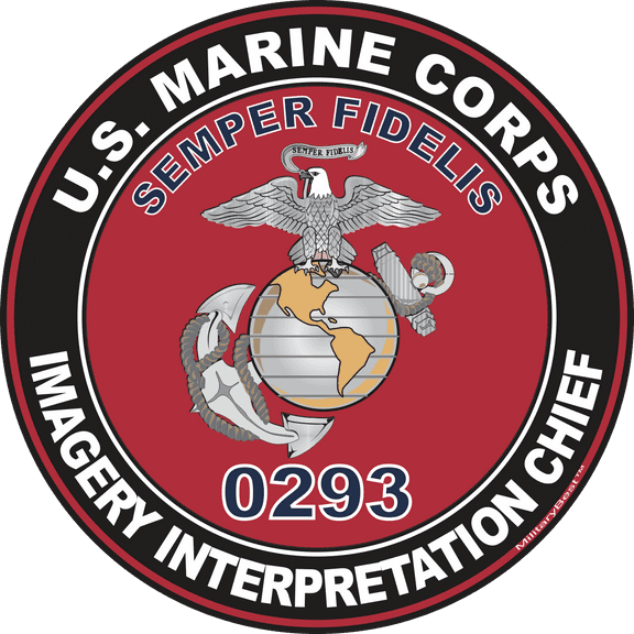 U.S.M.C. MOS 0293 Imagery Interpretation Chief Decal 3.8" - Red