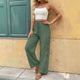 thumbnail image 6 of CAIXIA Capris Pants for Women Cut Out Summer Casual Loose Flowy High Waisted Smocked Palazzo 2026 Lounge Beach Cropped Trousers, 6 of 7