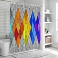 thumbnail image 5 of Abstract Geometric Bathroom Shower Curtains with Hooks, Modern Gradient Argyle Glass Colored Blocks Waterproof Fabric Washable Shower Curtain for Home Hotel Bathtub Decor 36x72 Inch, 5 of 9