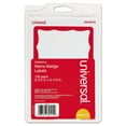 thumbnail image 2 of (2 pack) Universal UNV39115 Border-Style 3-1/2 in. x 2-1/4 in. Self-Adhesive Name Badges - White/Red (100/Pack), 2 of 3