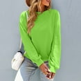thumbnail image 4 of Resicozy Womens Sweatshirts Oversized Plain Crewneck Pullover Hoodies Trendy Cute Long Sleeve Drop Shoulder Sweater Tops Fluorescent Green 2XL, 4 of 6