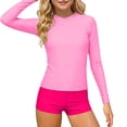 thumbnail image 3 of FSYBOA Girls Rash Guard Swimsuits, Long Sleeves Holiday Quick Dry 2 Piece Kids Bathing Suit Swimwear Pink Size 9-10T, 3 of 7
