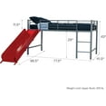 thumbnail image 3 of JINCHANCHAN Junior Twin Metal Loft Bed with Slide, Multifunctional Design, Silver with Red Slide, 3 of 8