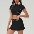 thumbnail image 1 of PISONIC Robe de Tennis 2 Pcs pour Femmes Jupe de Tennis Manches Courtes Crop Top Tenues d'Entraînement de Golf, 1 of 9