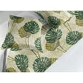 thumbnail image 2 of Monstera Leaves Bed Runner Set, Tropical Jungle Leaf Print Pale Khaki Background Retro Grunge Effect, Decorative Bedding Scarf & 2 Pillow Shams for Hotels Homes, Queen, Fawn Hunter Green, by Ambesonne, 2 of 3