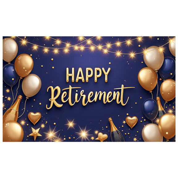 Decorative Design Happy Retirement Banner Colorful Balloons Stars for Retirement Celebration Party Background Indoor Decor