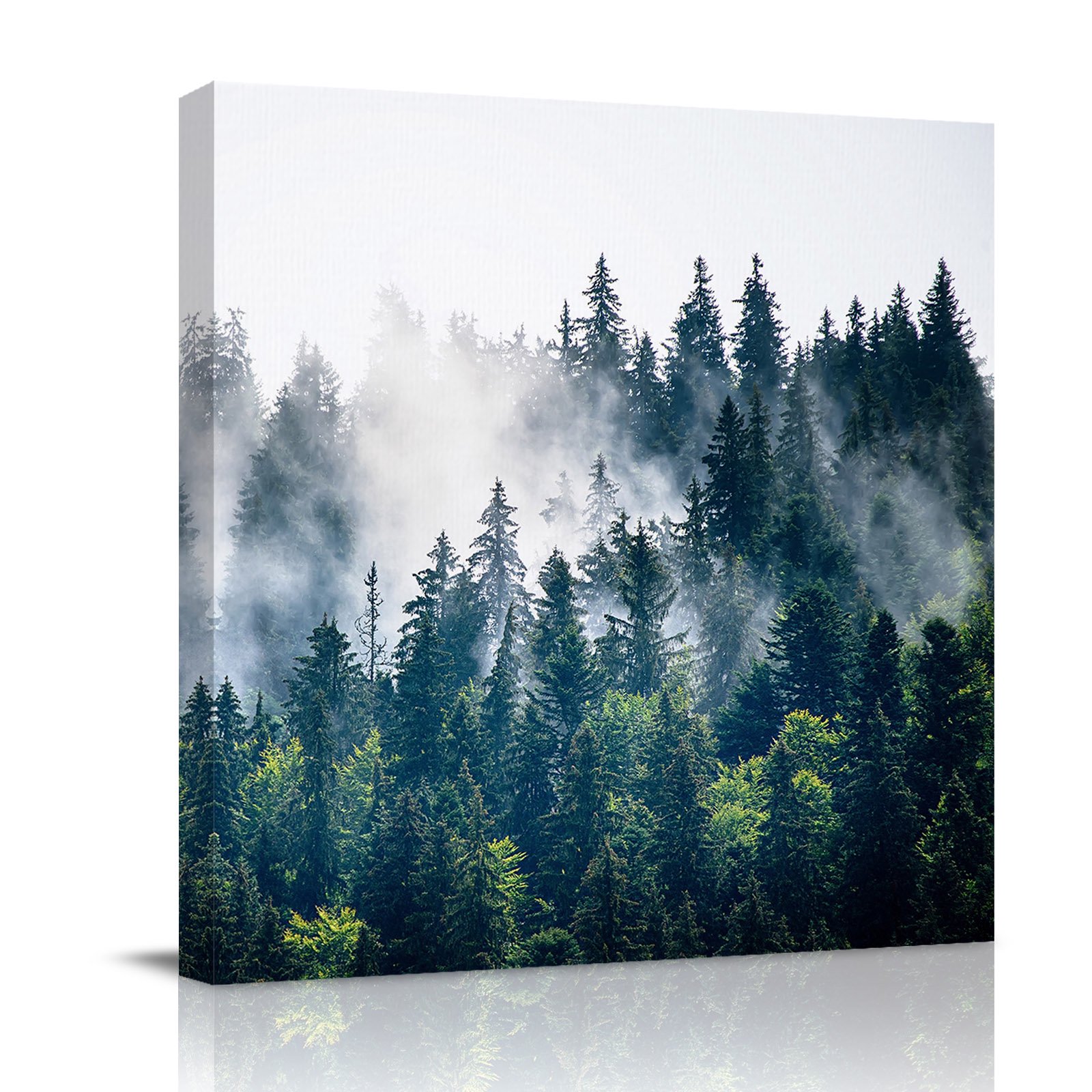Canvas Wall Art Green Forest Framed Canvas Prints for Bathroom Kitchen Natural Landscape Modern Abstract Art Gallery Wrapped Wall Decor for Home Office Gifts 10 x10 Ship Next Day