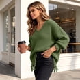 thumbnail image 5 of Fewfanhot Sweaters for Women Oversized Long Sleeve V Neck Ripped Cozy Warm Knitted Winter Pullover Sweaters, 5 of 8