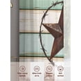 thumbnail image 6 of Sheer Curtains 84 inches Long 2 Panels Set Farmhouse Vintage Light Filtering Sheer Drapes Rod Pocket Window Curtains for Living Room/Bedroom, Farm Star Bless Our Home Brown Green, 6 of 8