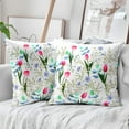 thumbnail image 2 of Tulip Floral Leaf Pillow Covers 20x20 Inch Set of 2 Spring Pink Purple Flowers Leaves Decorative Throw Pillows Seasonal Cotton Linen Pillow Cases Farmhouse Home Decor For Cushion Couch Sofa Outdoor, 2 of 6