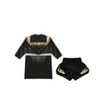 thumbnail image 4 of Rswnyirn Kids Boys Boxing Robes Costume Satin Hooded Boxing Robe with Belt and Muay Thai Shorts Set A Black 12, 4 of 5