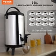 thumbnail image 2 of VEVOR Stainless Steel Insulated Beverage Dispenser, 2 Gallon 7.6 Liter, Thermal Hot and Cold Drink Server Dispenser with Spigot Handle, Food-grade for Hot Tea Coffee Water Restaurant Drink Shop, 2 of 9