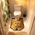 thumbnail image 4 of Gumesh Cute Cat U Shaped Bathroom Rugs Toilet Mat Cute Contour Rug Non Slip Water Absorbent Funny Bathroom Decor Washable Green Toilet Rug 20x16 Inch, 4 of 6