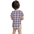 thumbnail image 5 of Daiia Purple Floral Gingham Check Plaid Printed Unisex-Baby Short Sleeve Onesies Bodysuits Baby Climbing Clothes Soft and Comfortable Romper with Expandable Shoulder Design-2 Years, 5 of 8