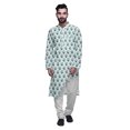 thumbnail image 1 of Atasi Printed Casual Asymmetric Kurta Pyjama For Men Designer Long Kurta Set, 1 of 4