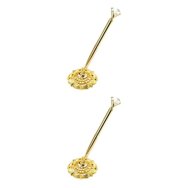 Sidaley Bolígrafos con base Shell Decoración Bolígrafo adjunto al escritorio Herramienta de escritura Banco Oficina Empresa Gran joya / Oro Gran Joya/Oro 2piezas
