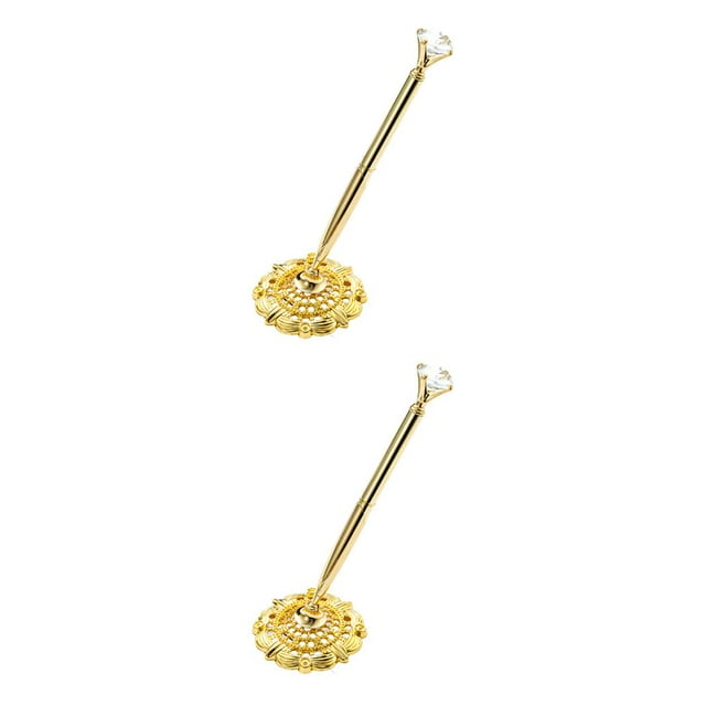 Sidaley Bolígrafos con base Shell Decoración Bolígrafo adjunto al escritorio Herramienta de escritura Banco Oficina Empresa Gran joya / Oro Gran Joya/Oro 2piezas