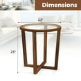 thumbnail image 3 of Gymax Table d'Appoint Ronde Moderne avec Plateau en Verre Trempé Transparent Pieds en Bois d'Acacia Massif, 3 of 10