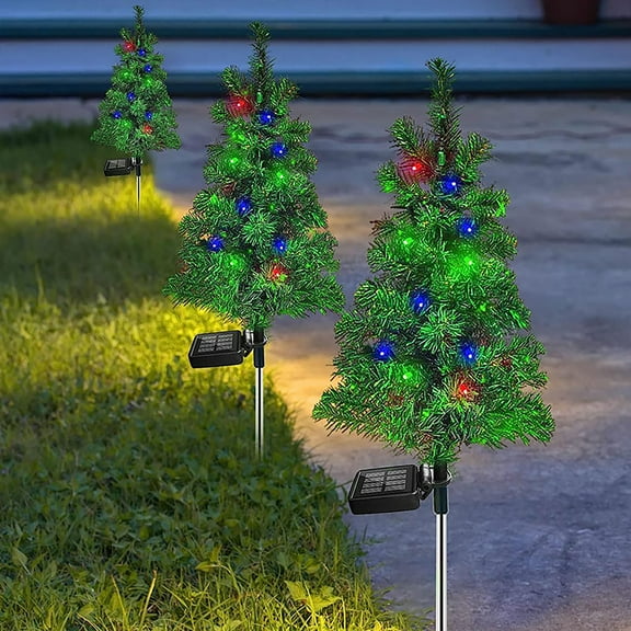 Solar Christmas Tree Garden Stake Lights, Waterproof Christmas Decorations Tree Lights, Outdoor Xmas Tree Light Christmas Decor Pathway Lights Patio Yard