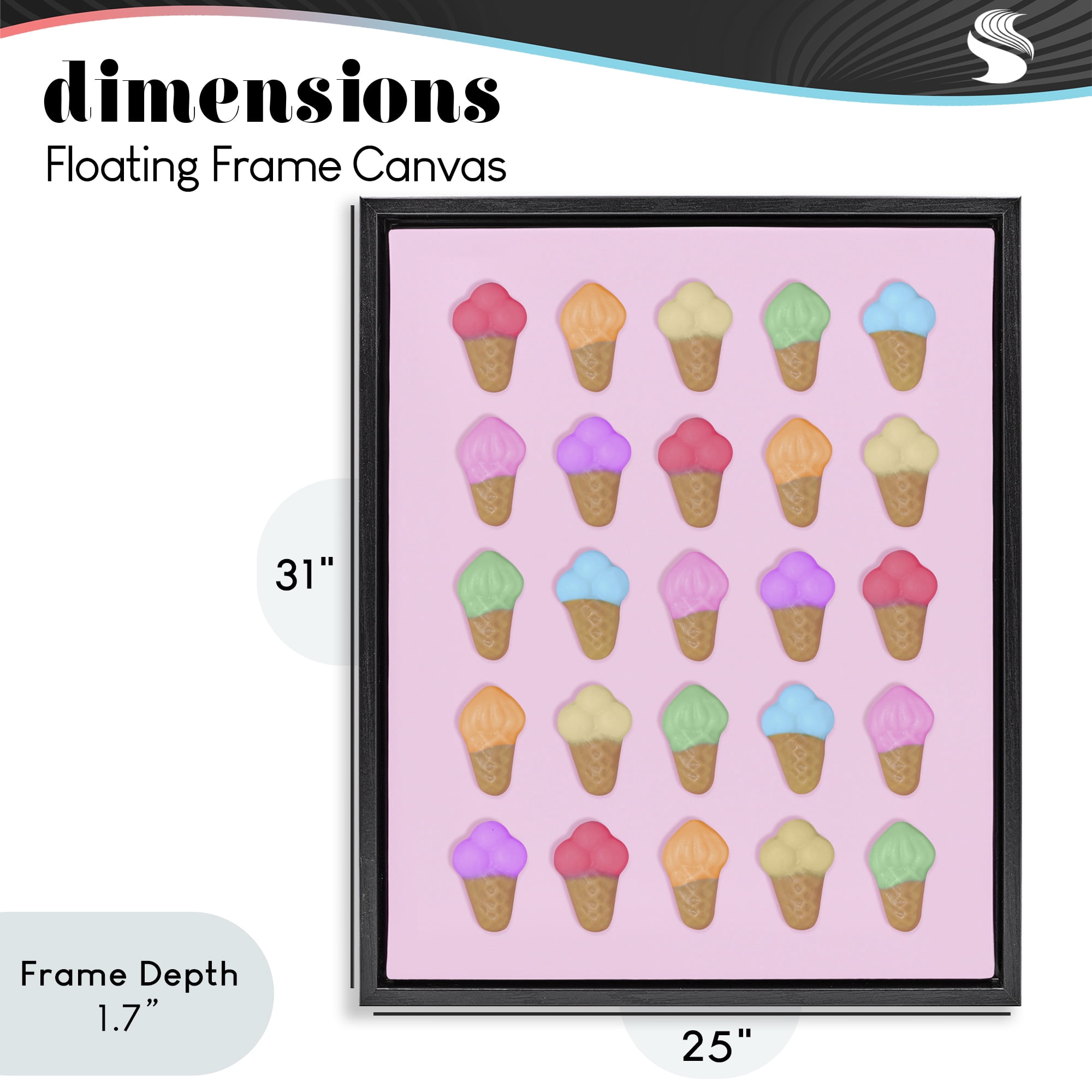 Stupell Industries Ice Cream Shaped Candies Black Framed Floater Canvas Wall Art, design by LISH Creative