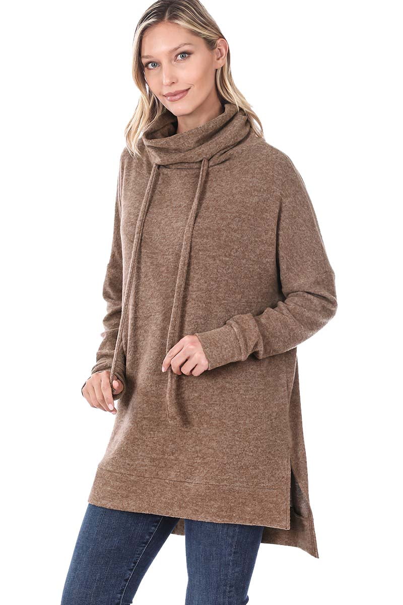 funnel neck tunic sweatshirt