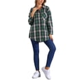 thumbnail image 2 of INSPIRE CHIC Women's Vintage Plaid Flannel Shirt Long Sleeve Button Turn Down Collar Blouses Tops Casual Cardigan S Green, 2 of 5