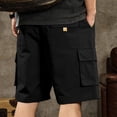 thumbnail image 4 of SDNall Men's Casual Solid Shorts with Multiple Pockets, Elastic Waist with Button and Zipper for Gym, Workout, Running, and Everyday Athletic Wear, 4 of 8