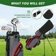 thumbnail image 5 of XDriveMax 8-Pieces Complete Golf Club Set for Men Includes Stand Bag with Rain hood , Fairway Wood Head Covers, Hybrid, Irons and Putter, Red-Left Handed, 5 of 7