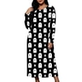 thumbnail image 2 of Miqool Womens Halloween Ghost Print Nightgowns Casual Long Sleeve Crewneck Sleep Dress Loose Fit Fall Sleepshirt Loungewear M-3XL, 2 of 8