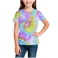 thumbnail image 4 of Ashirexll T-Shirts pour Filles à Manches Courtes Imprimés Col Rond Demi-Manches Haut pour Enfants Décontracté Polyvalent, 4 of 5
