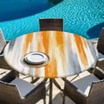 thumbnail image 6 of Orange Gray Round Tablecloth, Fitted Table Cover with Elastic for 45"-54" Round Tables, Retro Country Abstract Ombre Aesthetic Table Cloth Outdoor Indoor Dinning Party Waterproof Tablecloths, 6 of 7